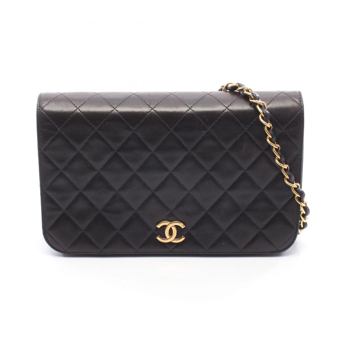 CHANEL MATELASSE FULL FLAP CHAIN SHOULDER HANDBAG: CHANEL Matelasse full flap Chain Shoulder Handbag Brand: CHANEL Type: Shoulder Bag Material: Lambskin (sheep leather) Color: Black??ish colors Size: H:14cm x W:23.5cm x D:6cm (H:5.5" x W:9.3" x D:2.4"