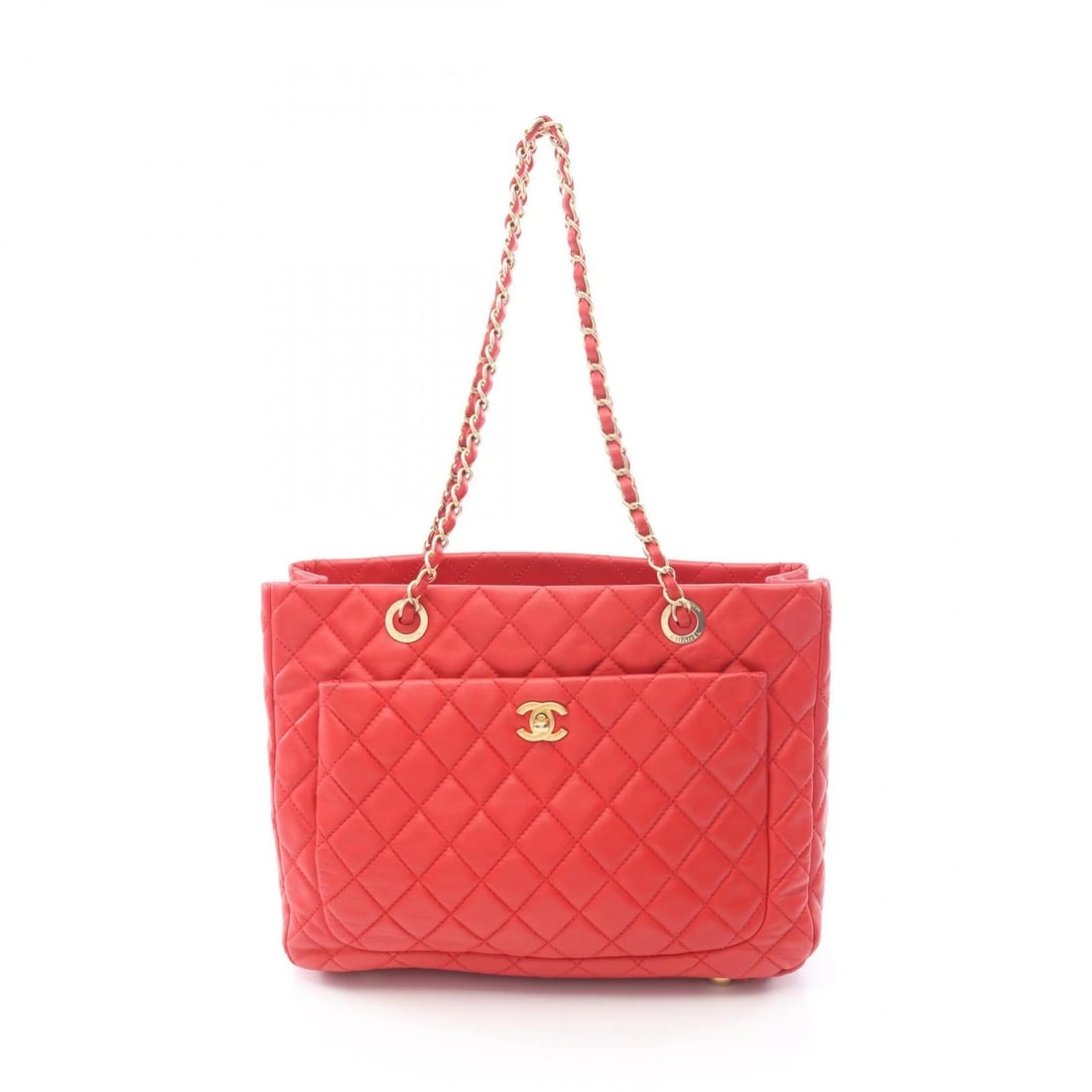 CHANEL MATELASSE TOTE CHAIN SHOULDER BAG: CHANEL Matelasse Tote chain shoulder Bag Brand: CHANEL Type: Tote Bag Material: Lambskin (sheep leather) Color: Red??ish colors Size: H:24cm x W:30cm x D:11cm (H:9.4" x W:11.8" x D:4.3") Accessori