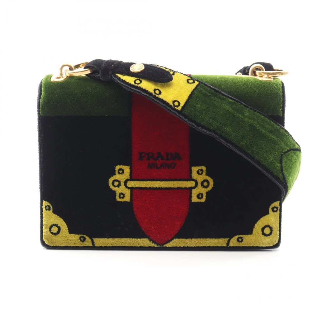 PRADA CAHIER SHOULDER BAG FABRIC BLACK MULTICOLOR: PRADA Cahier Shoulder Bag Fabric Black Multicolor Brand: Outlet Type: Shoulder Bag Material: Fabric Color: Black??ish colors × Multicolor??ish colors Size: H:14cm x W:20cm x D:6cm (H:5.5" x W:7.9" x 