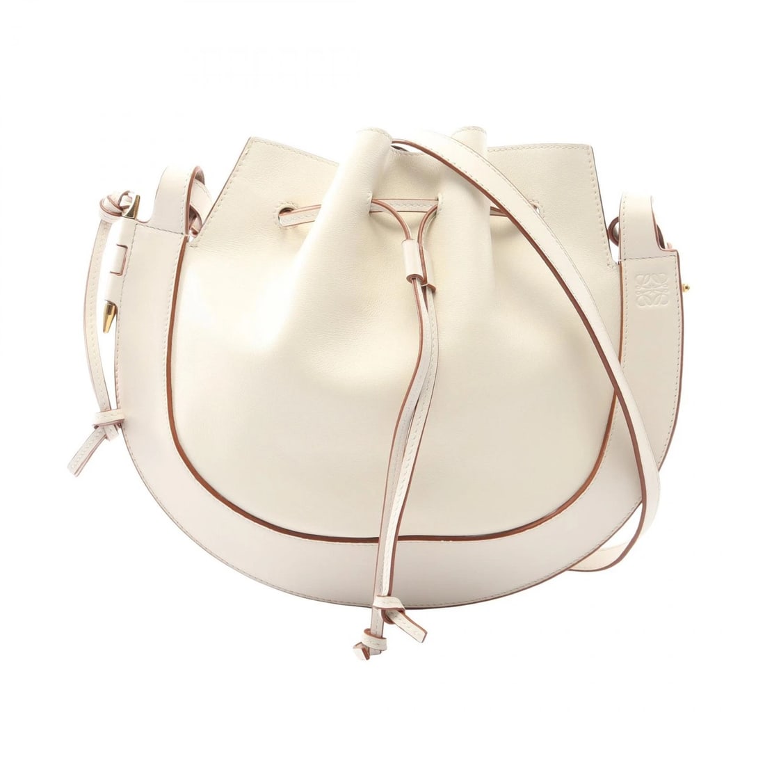 LOEWE HORSESHOE CROSSBODY SHOULDER BAG: LOEWE Horseshoe Crossbody Shoulder Bag Brand: LOEWE Type: Shoulder Bag Material: leather Color: White??ish colors Size: H:29cm x W:33.5cm x D:4.5cm (H:11.4" x W:13.2" x D:1.8") Accessories: None <