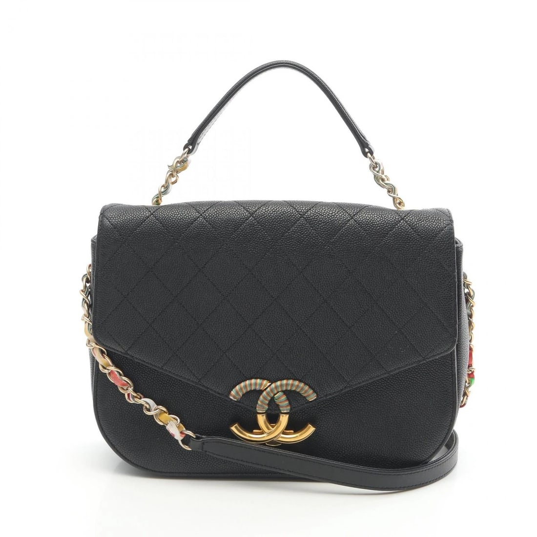 CHANEL MATELASSE CROSSBODY CHAIN SHOULDER BAG: CHANEL Matelasse Crossbody Chain Shoulder Bag Brand: CHANEL Type: Shoulder Bag Material: Calfskin (cowhide) Color: Black??ish colors Size: H:18cm x W:24cm x D:6cm (H:7.1" x W:9.4" x D:2.4") Handle?27c