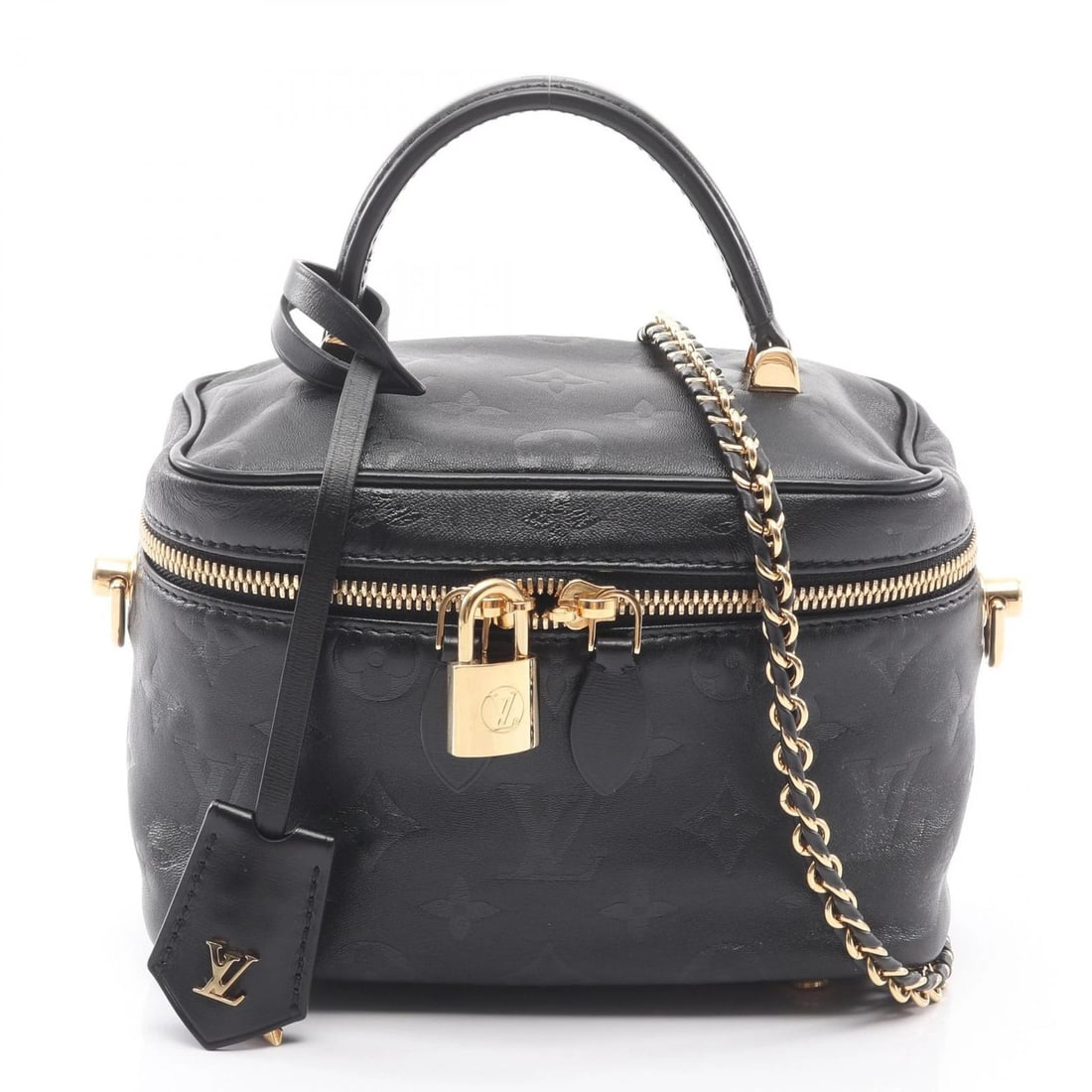 LOUIS VUITTON VANITY PM CHAIN CROSSBODY HANDBAG: LOUIS VUITTON Vanity PM Chain Crossbody Handbag Brand: LOUIS VUITTON Type: Handbag Material: Monogram / Ink × leather Color: Black??ish colors Size: H:12cm x W:18cm x D:10cm (H:4.7" x W:7.1" x D:3.9"