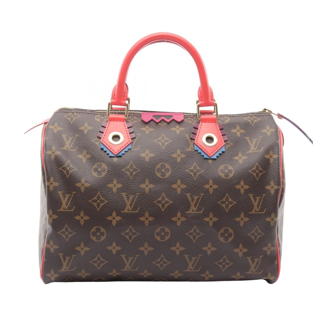 LOUIS VUITTON SPEEDY 30 MONOGRAM TOTEM FLAMINGO HANDBAG: LOUIS VUITTON Speedy 30 Monogram Totem Flamingo Handbag Brand: LOUIS VUITTON Type: Handbag Material: Monogram × PVC coated canvas × leather Color: Red / Brown??ish colors × Red??ish colors × Multi