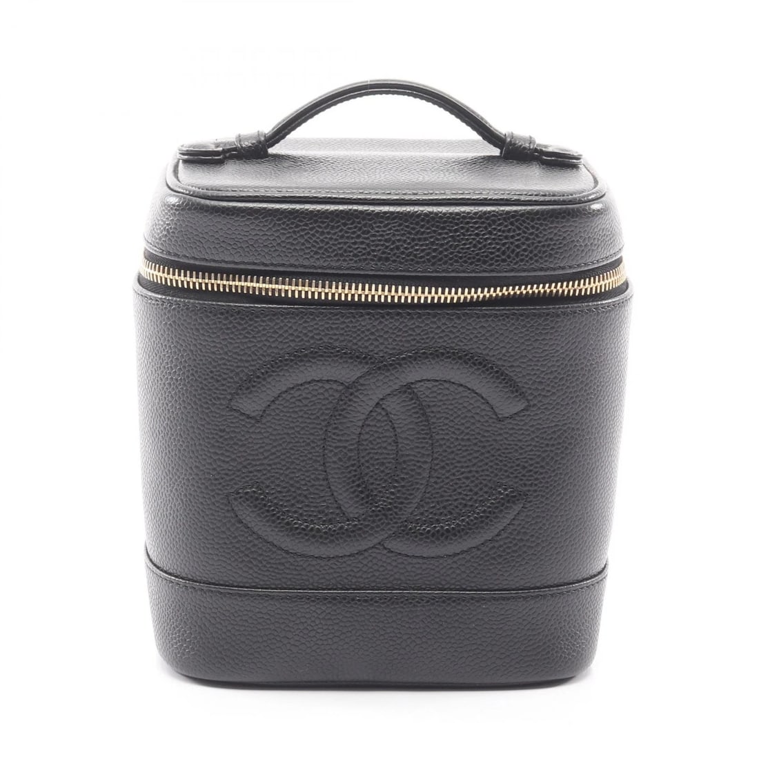 CHANEL COCO MARK VANITY HANDBAG: CHANEL COCO Mark Vanity Handbag Brand: CHANEL Type: Handbag Material: Grained Calfskin leather Color: Black??ish colors Size: H:17cm x W:15cm x D:12cm (H:6.7" x W:5.9" x D:4.7") Handle?11cm(4.3")