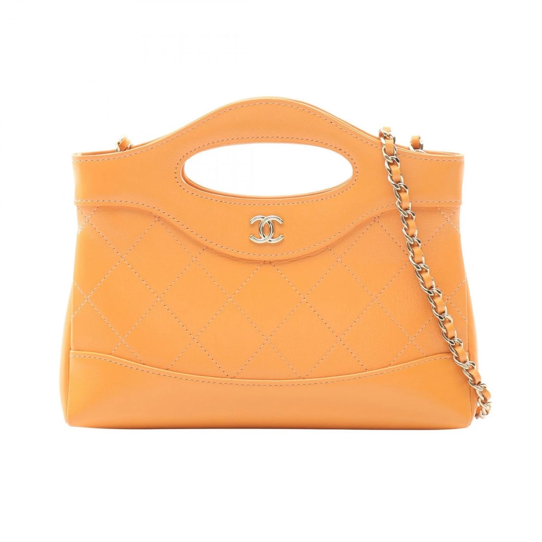 CHANEL CHANEL 31 NANO CHAIN SHOULDER CROSSBODY HANDBAG: CHANEL Chanel 31 Nano Chain Shoulder Crossbody Handbag Brand: CHANEL Type: Shoulder Bag Material: leather Color: Orange??ish colors Size: H:12cm x W:20cm x D:3cm (H:4.7" x W:7.9" x D:1.2") Handle?12cm