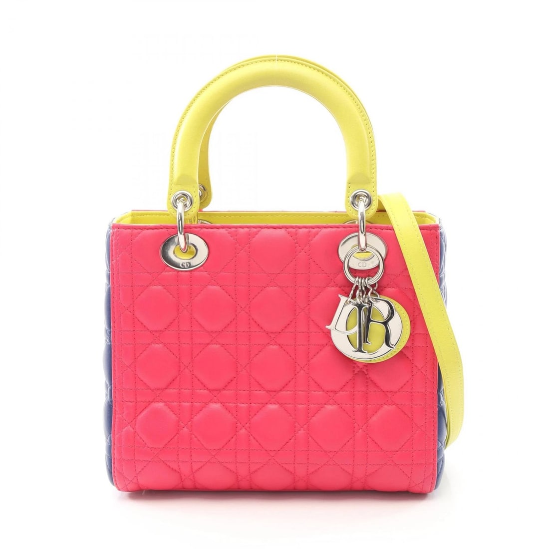 CHRISTIAN DIOR LADY DIOR CANNAGE SHOULDER HANDBAG: Christian Dior LADY DIOR Cannage Shoulder handbag Brand: Christian Dior Type: Handbag Material: Pink??ish colors × Green??ish colors × Blue??ish colors Color: leather Size: H:20cm x W:24cm x D:11cm 
