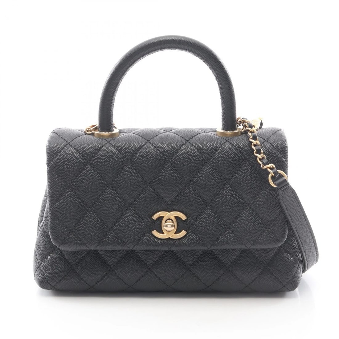 CHANEL COCO HANDLE FLAP MATELASSE CHAIN SHOULDER HANDBAG: CHANEL Coco Handle Flap Matelasse Chain Shoulder Handbag Brand: CHANEL Type: Handbag Material: Grained Calfskin leather Color: Black??ish colors Size: H:15cm x W:23cm x D:9cm (H:5.9" x W:9.1" x D:3.5"