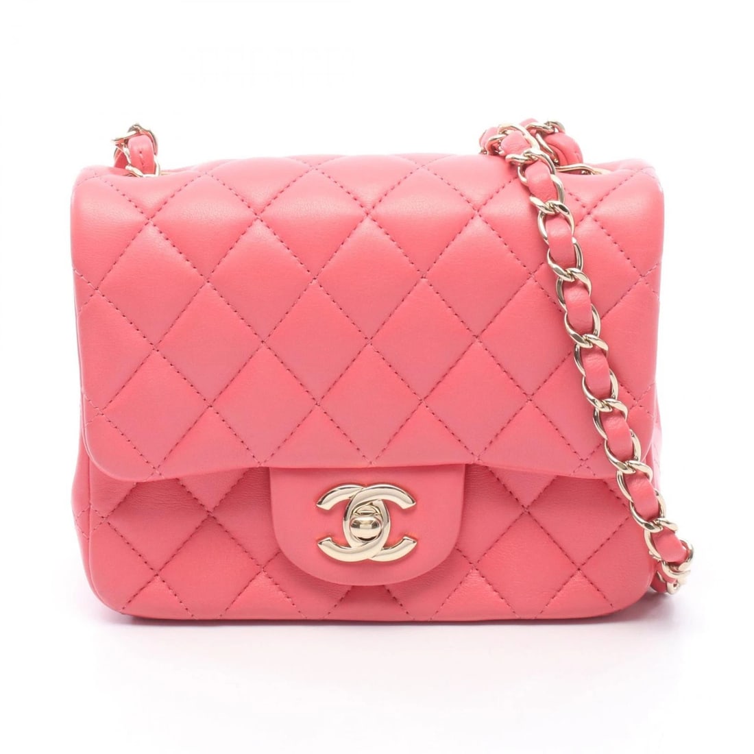 CHANEL MINI MATELASSE CHAIN SHOULDER BAG: CHANEL Mini Matelasse Chain Shoulder Bag Brand: CHANEL Type: Shoulder Bag Material: Lambskin (sheep leather) Color: Pink??ish colors Size: H:13cm x W:17cm x D:8cm (H:5.1" x W:6.7" x D:3.1") Access