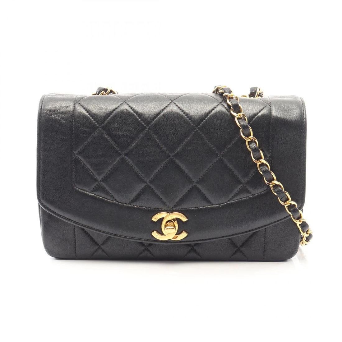 CHANEL MATELASSE DIANA FLAP CHAIN SHOULDER CROSSBODY BAG: CHANEL Matelasse Diana Flap Chain Shoulder Crossbody Bag Brand: CHANEL Type: Shoulder Bag Material: Lambskin (sheep leather) Color: Black??ish colors Size: H:14cm x W:22cm x D:7cm (H:5.5" x W:8.7" x D