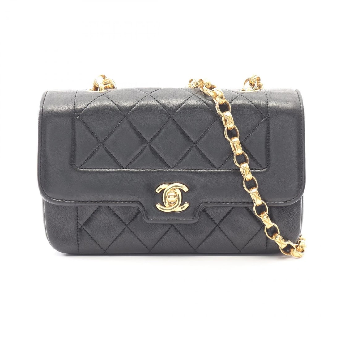 CHANEL MINI MATELASSE DIANA FLAP CHAIN SHOULDER BAG: CHANEL Mini Matelasse Diana Flap Chain Shoulder Bag Brand: CHANEL Type: Shoulder Bag Material: Lambskin (sheep leather) Color: Black??ish colors Size: H:12cm x W:18.5cm x D:5cm (H:4.7" x W:7.3" x D:2.