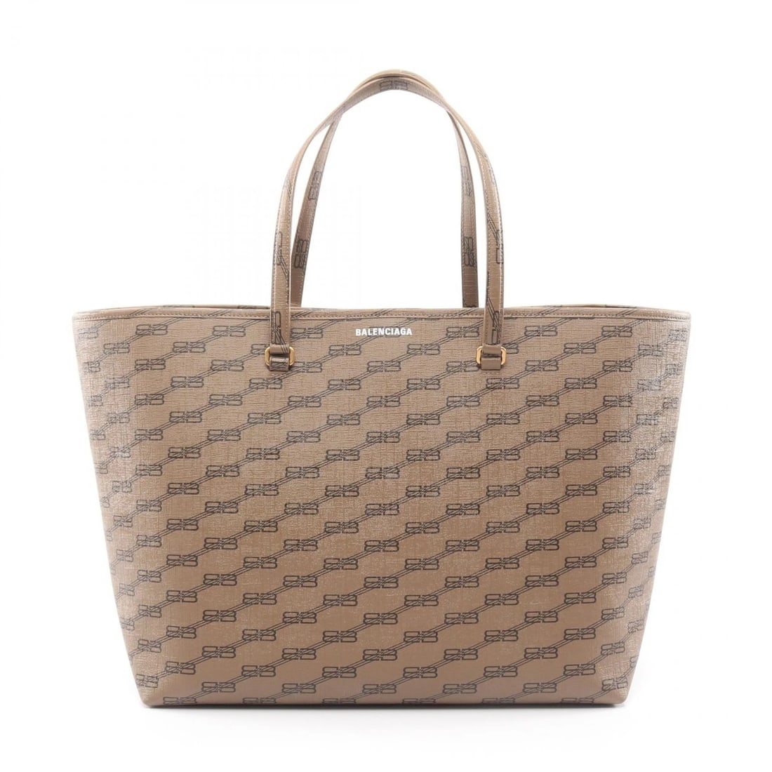 BALENCIAGA BB MONOGRAM LARGE TOTE SHOULDER BAG: BALENCIAGA BB Monogram large Tote shoulder Bag Brand: BALENCIAGA Type: Tote Bag Material: PVC coated canvas Color: Gray??ish colors Size: H:32cm x W:39cm x D:21cm (H:12.6" x W:15.4" x D:8.3") Acce