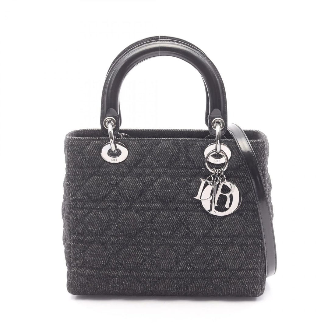 DIOR LADY DIOR CANNAGE SHOULDER HANDBAG: Dior LADY DIOR Cannage Shoulder Handbag Brand: Dior Type: Handbag Material: denim × leather Color: Black??ish colors Size: H:20cm x W:24cm x D:11cm (H:7.9" x W:9.4" x D:4.3") Handle?36cm(14.2") Ac