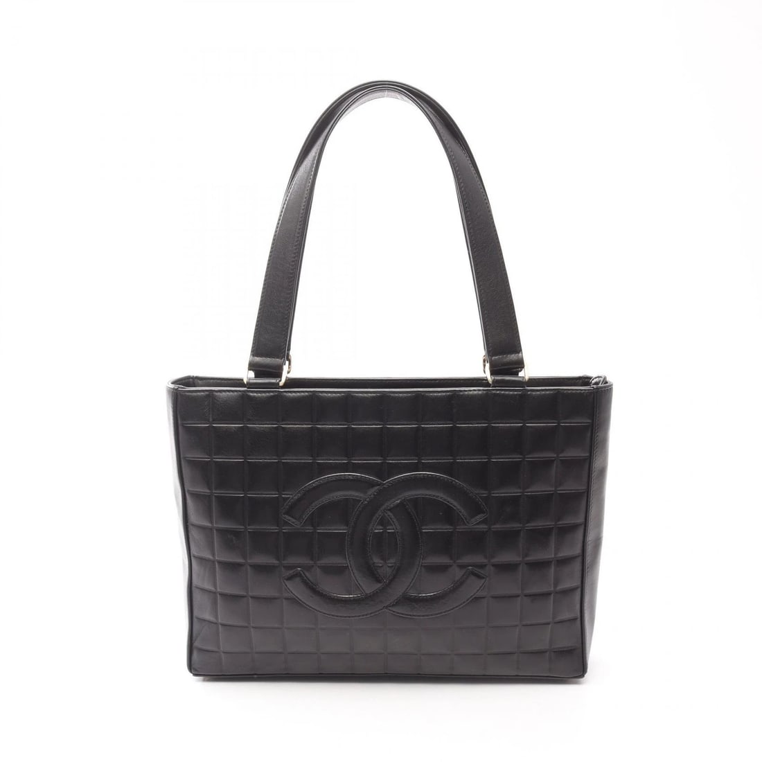 CHANEL CHOCOLATE BAR COCO MARK TOTE BAG: CHANEL Chocolate bar COCO Mark Tote Bag Brand: CHANEL Type: Tote Bag Material: Lambskin (sheep leather) Color: Black??ish colors Size: H:24cm x W:33cm x D:6cm (H:9.4" x W:13.0" x D:2.4") Accessori