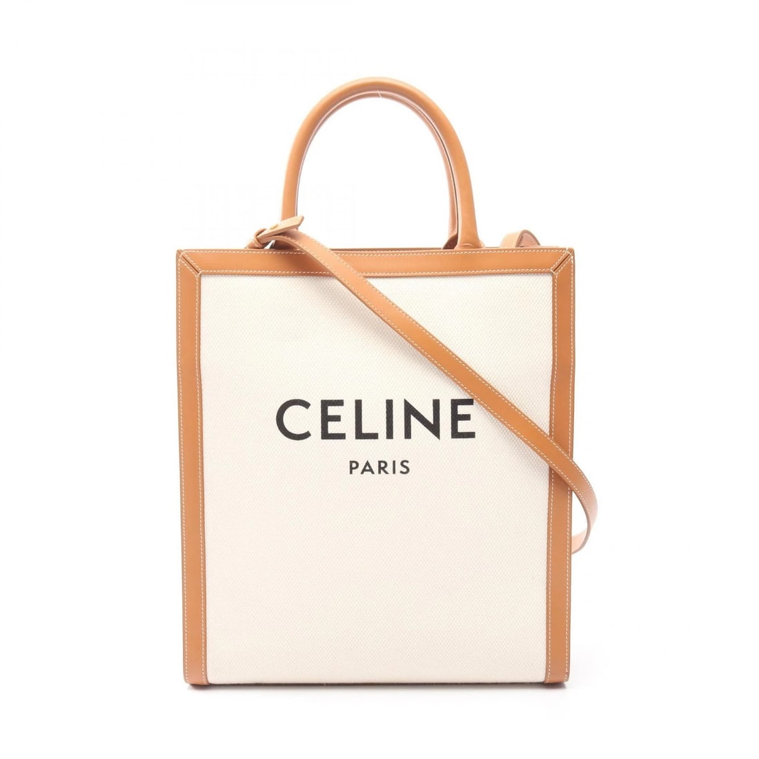 CELINE SMALL VERTICAL CABAS TRIOMPHE SHOULDER TOTE BAG: CELINE Small Vertical Cabas Triomphe Shoulder Tote Bag Brand: CELINE Type: Tote Bag Material: canvas × leather Color: Beige??ish colors × Brown??ish colors Size: H:32.5cm x W:28cm x D:8cm (H:12.8" x