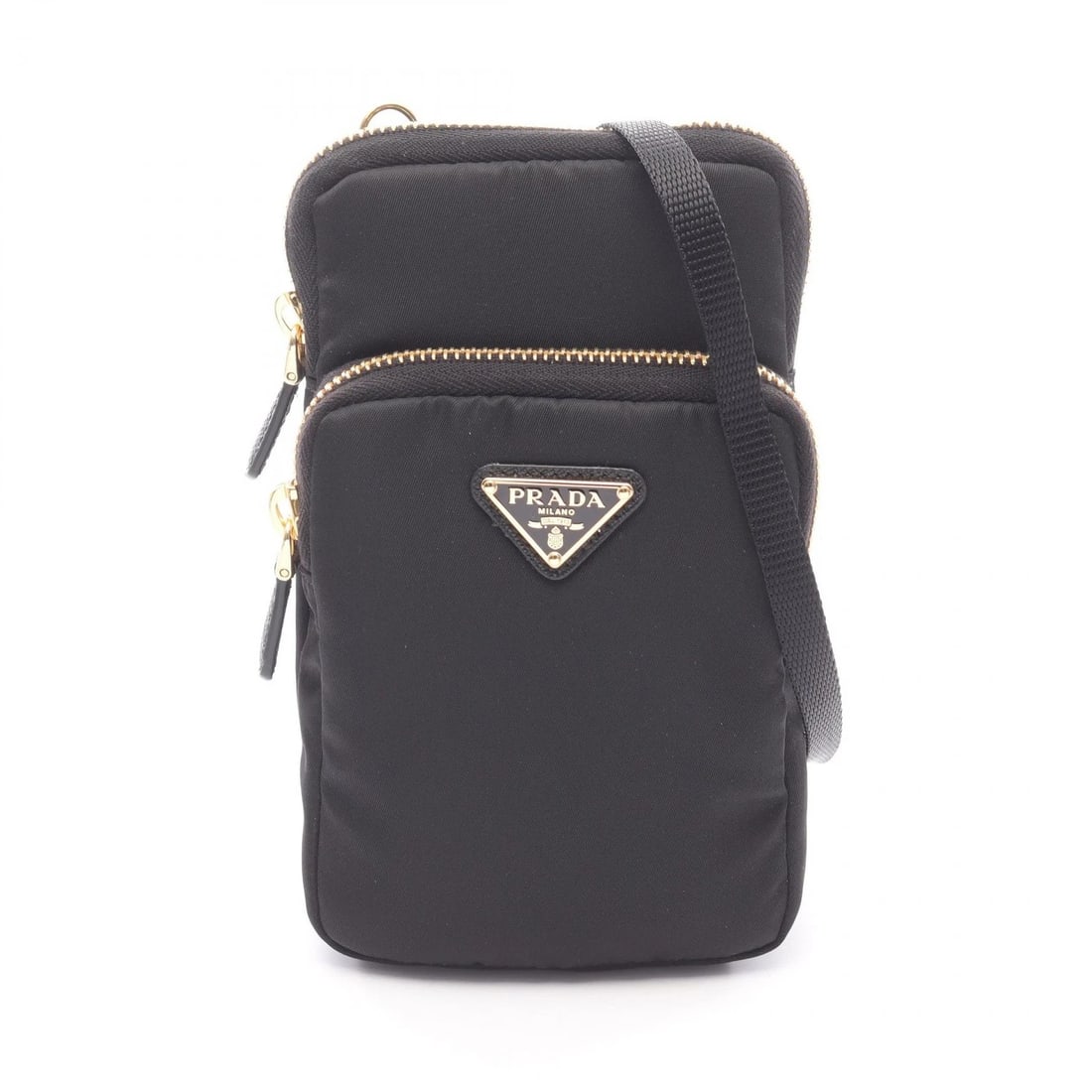 PRADA PHONE CASE SHOULDER CROSSBODY BAG: PRADA Phone Case Shoulder Crossbody Bag Brand: PRADA Type: Shoulder Bag Material: Nylon Color: Black??ish colors Size: H:18cm x W:10cm x D:2cm (H:7.1" x W:3.9" x D:0.8") Accessories: None