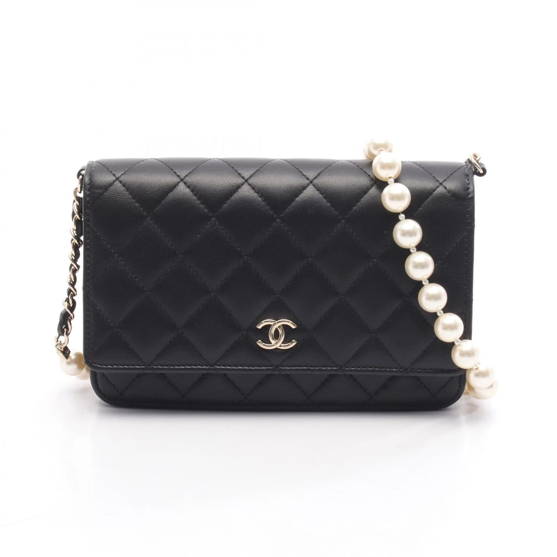 CHANEL MATELASSE PEARL CHAIN SHOULDER CROSSBODY BAG: CHANEL Matelasse pearl Chain Shoulder Crossbody Bag Brand: CHANEL Type: Shoulder Bag Material: leather Color: Black??ish colors Size: H:12cm x W:19cm x D:3.5cm (H:4.7" x W:7.5" x D:1.4") Accessories: