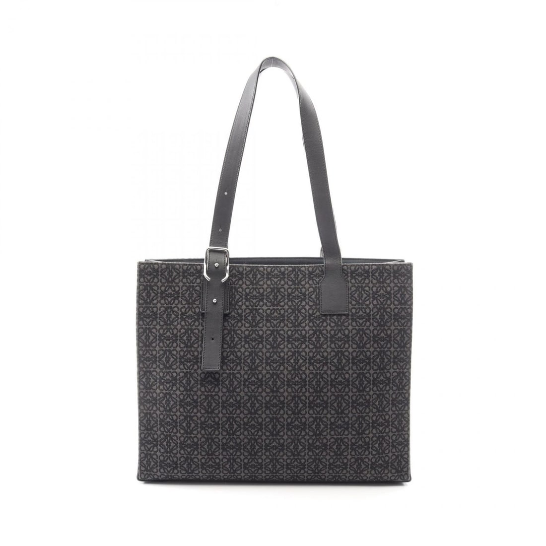 LOEWE BUCKLE HORIZONTAL ANAGRAM SHOULDER TOTE BAG: LOEWE Buckle Horizontal Anagram Shoulder Tote Bag Brand: LOEWE Type: Tote Bag Material: canvas × leather Color: Black??ish colors Size: H:32cm x W:39cm x D:9cm (H:12.6" x W:15.4" x D:3.5") Accesso