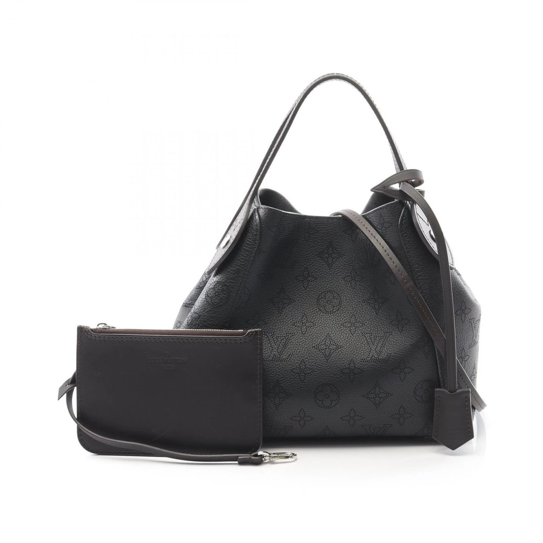 LOUIS VUITTON HINA PM TOTE SHOULDER CROSSBODY BAG: LOUIS VUITTON Hina PM Tote shoulder crossbody Bag Brand: LOUIS VUITTON Type: Tote Bag Material: Mahina × leather Color: Black / Black??ish colors × Brown??ish colors Size: H:19cm x W:23cm x D:12cm