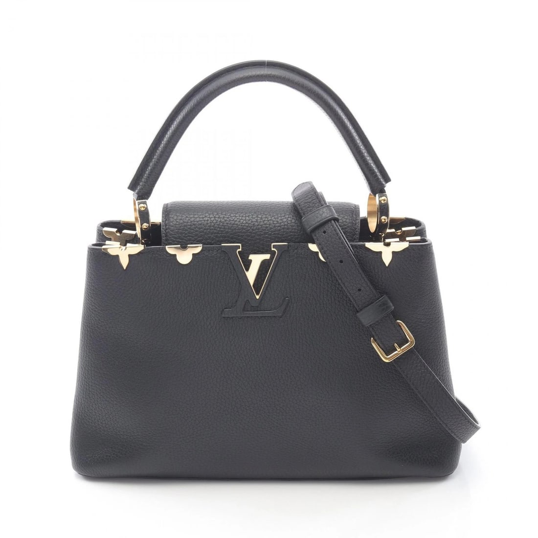 LOUIS VUITTON CAPUCINE PM SHOULDER HANDBAG: LOUIS VUITTON Capucine PM Shoulder Handbag Brand: LOUIS VUITTON Type: Handbag Material: Taurillon Clemence Leather × leather × Taurillon Clemence Leather Color: Black / Black??ish colors Size: