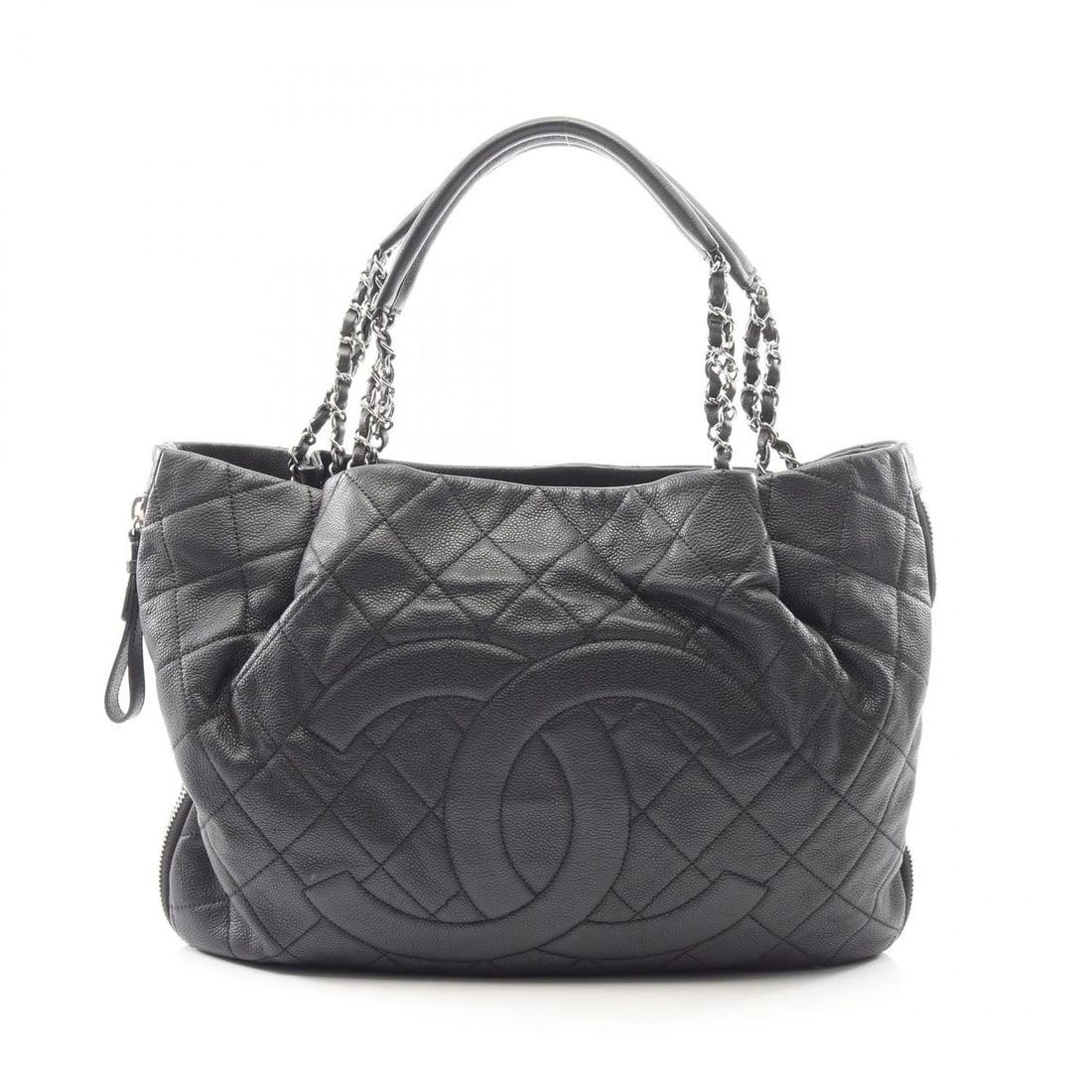 CHANEL MATELASSE CHAIN TOTE BAG: CHANEL Matelasse Chain Tote Bag Brand: CHANEL Type: Tote Bag Material: Grained Calfskin leather Color: Black??ish colors Size: H:31cm x W:41cm x D:4cm (H:12.2" x W:16.1" x D:1.6") Handle?47cm(18.5")