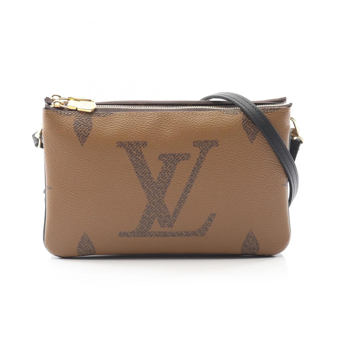 LOUIS VUITTON POCHETTE DOUBLE ZIP CROSSBODY BAG: LOUIS VUITTON Pochette double zip crossbody Bag Brand: LOUIS VUITTON Type: Shoulder Bag Material: Monogram / Giant Reverse × PVC coated canvas × leather Color: Beige / Brown??ish colors × Beige??is