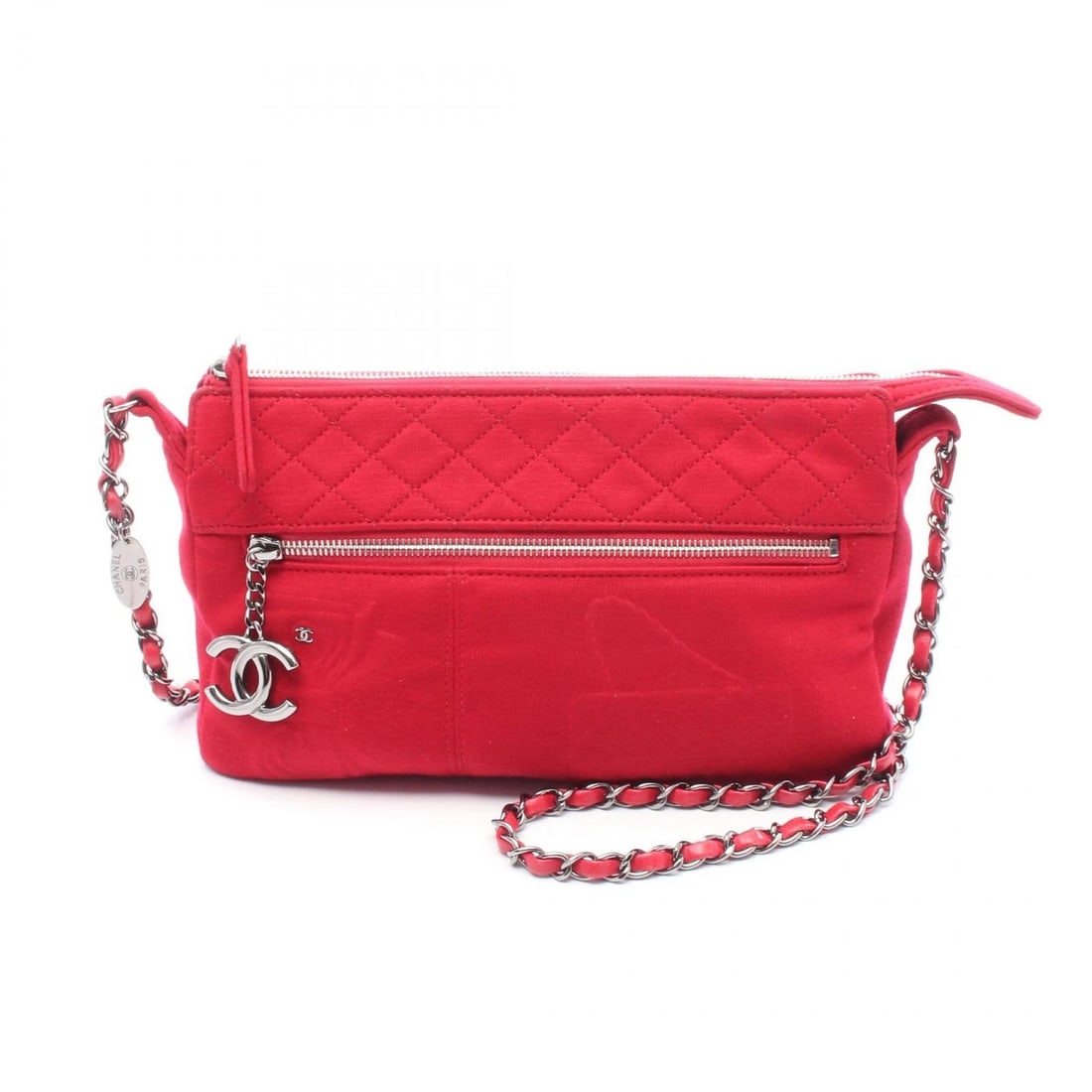 CHANEL CROSSBODY CHAIN SHOULDER BAG: CHANEL Crossbody Chain Shoulder Bag Brand: CHANEL Type: Shoulder Bag Material: cotton Color: Red??ish colors Size: H:17cm x W:26cm x D:6cm (H:6.7" x W:10.2" x D:2.4") Accessories: None Acc