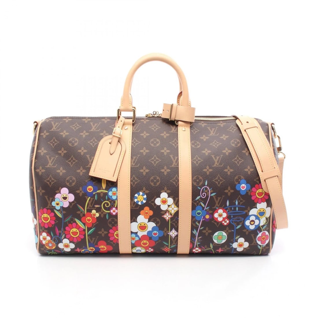 LOUIS VUITTON X TM KEEPALL BANDOULIERE 45 SHOULDER HANDBAG: LOUIS VUITTON x TM Keepall Bandouliere 45 Shoulder Handbag Brand: LOUIS VUITTON Type: Boston bag Material: Monogram × PVC coated canvas × leather Color: Brown??ish colors × Multicolor??ish colors S
