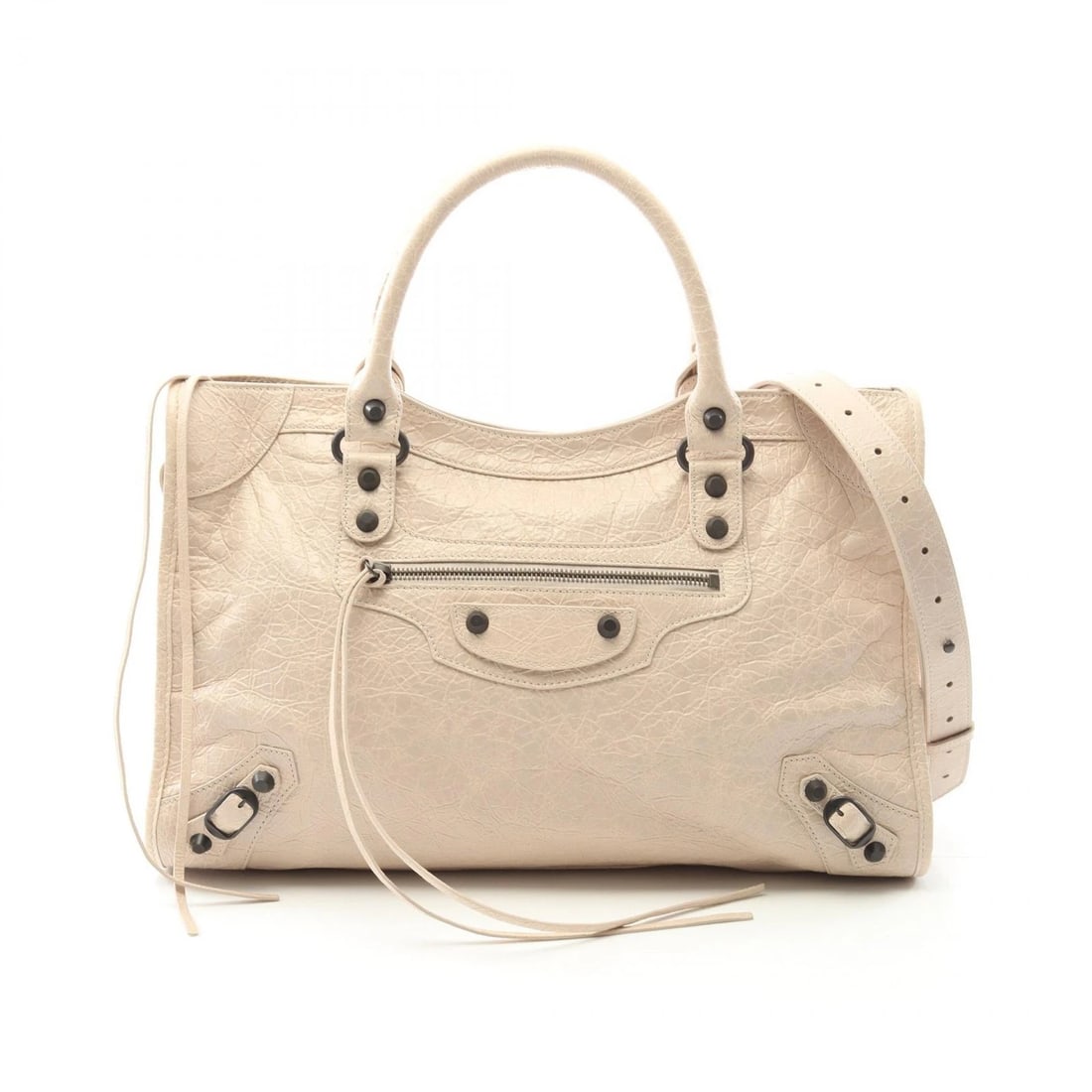 BALENCIAGA CITY MEDIUM SHOULDER HANDBAG: BALENCIAGA City Medium Shoulder Handbag Brand: BALENCIAGA Type: Handbag Material: leather Color: Beige??ish colors Size: H:25cm x W:38cm x D:11cm (H:9.8" x W:15.0" x D:4.3") Handle?38cm(15.0") Acc