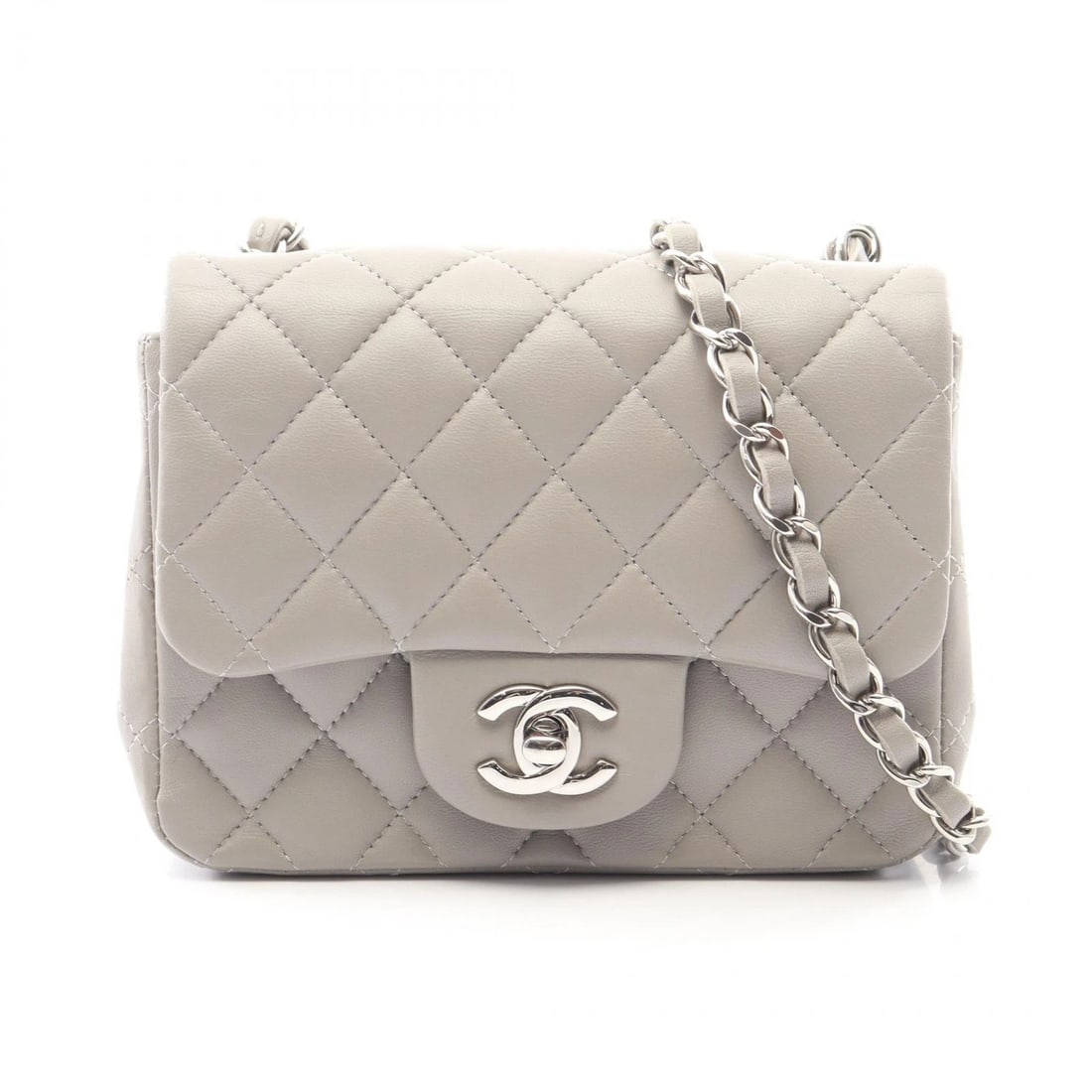 CHANEL MINI MATELASSE CHAIN CROSSBODY SHOULDER BAG: CHANEL Mini Matelasse Chain Crossbody Shoulder Bag Brand: CHANEL Type: Shoulder Bag Material: Lambskin (sheep leather) Color: Gray??ish colors Size: H:13cm x W:17cm x D:8cm (H:5.1" x W:6.7" x D:3.1") 