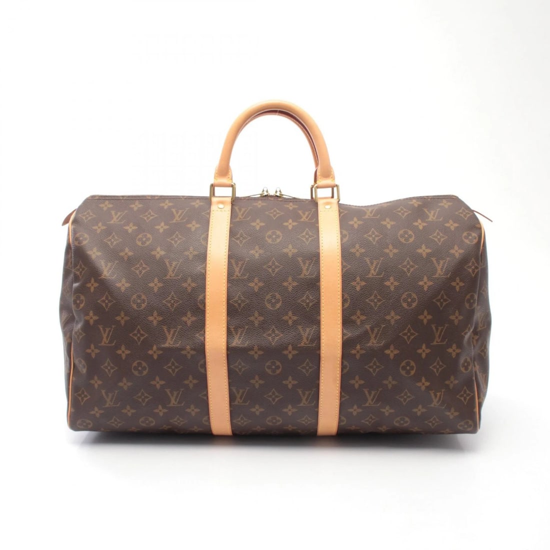 LOUIS VUITTON KEEPALL 50 TRAVEL HAND BAG: LOUIS VUITTON Keepall 50 travel hand bag Brand: LOUIS VUITTON Type: Boston bag Material: Monogram × PVC coated canvas × leather Color: Brown??ish colors Size: H:28cm x W:51cm x D:21.5cm (H:11.0" x W