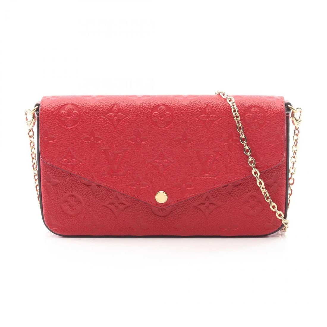 LOUIS VUITTON FELICIE POCHETTE CHAIN CROSSBODY SHOULDER BAG: LOUIS VUITTON Felicie Pochette chain crossbody Shoulder Bag Brand: LOUIS VUITTON Type: Shoulder Bag Material: Monogram empreinte × leather Color: Rouge / Red??ish colors Size: H:12.5cm x W:21cm x D:3