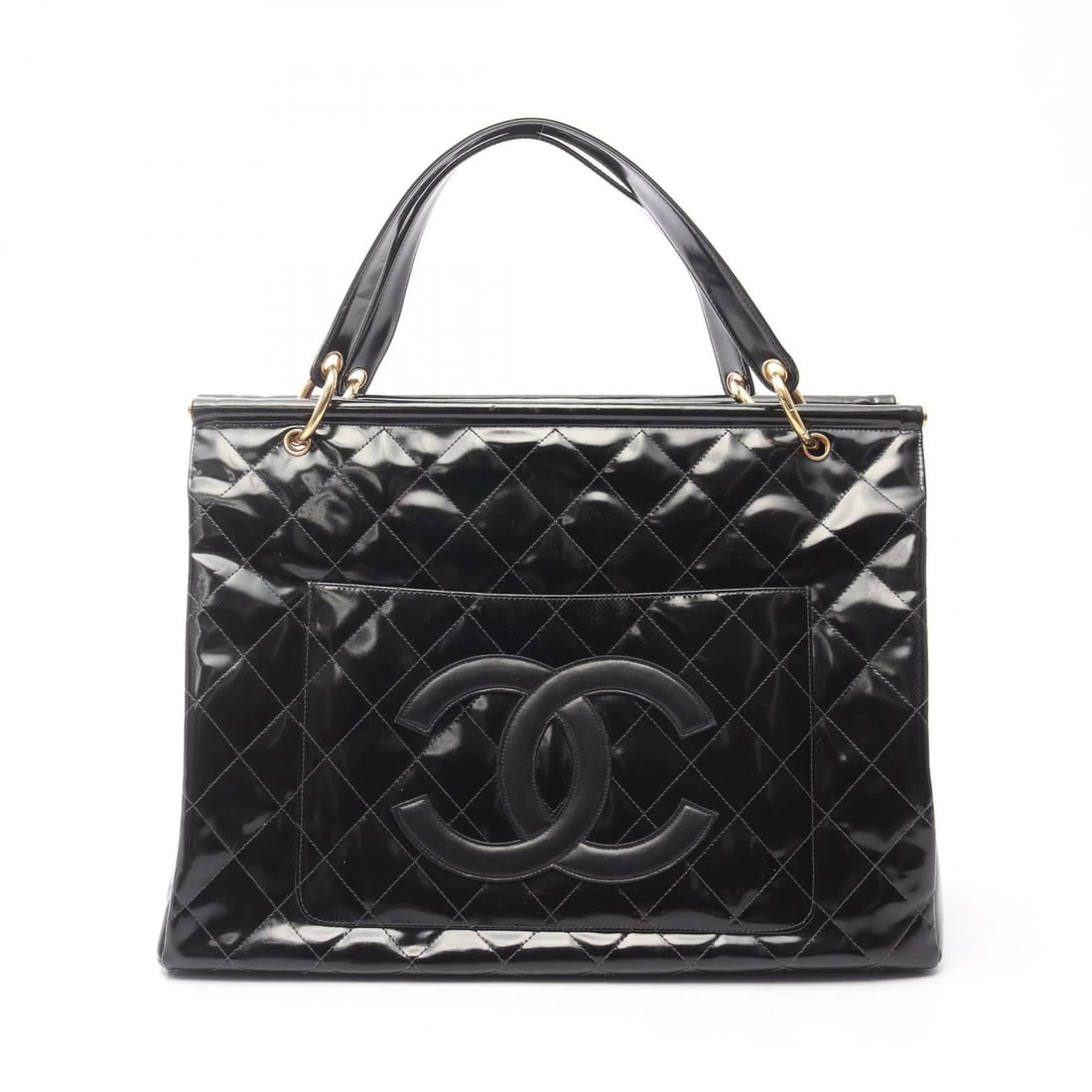 CHANEL MATELASSE TOTE HANDBAG: CHANEL Matelasse Tote Handbag Brand: CHANEL Type: Tote Bag Material: Patent leather Color: Black??ish colors Size: H:30cm x W:40cm x D:15cm (H:11.8" x W:15.7" x D:5.9") Handle?46cm(18.1") Accessor