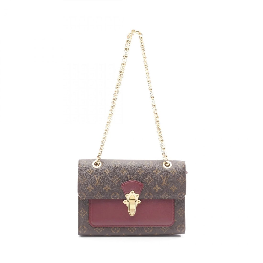 LOUIS VUITTON VICTOIRE CHAIN SHOULDER BAG: LOUIS VUITTON Victoire Chain Shoulder Bag Brand: LOUIS VUITTON Type: Shoulder Bag Material: Monogram × PVC coated canvas × leather Color: Leysin / Brown??ish colors × Bordeaux??ish colors Size: H:1