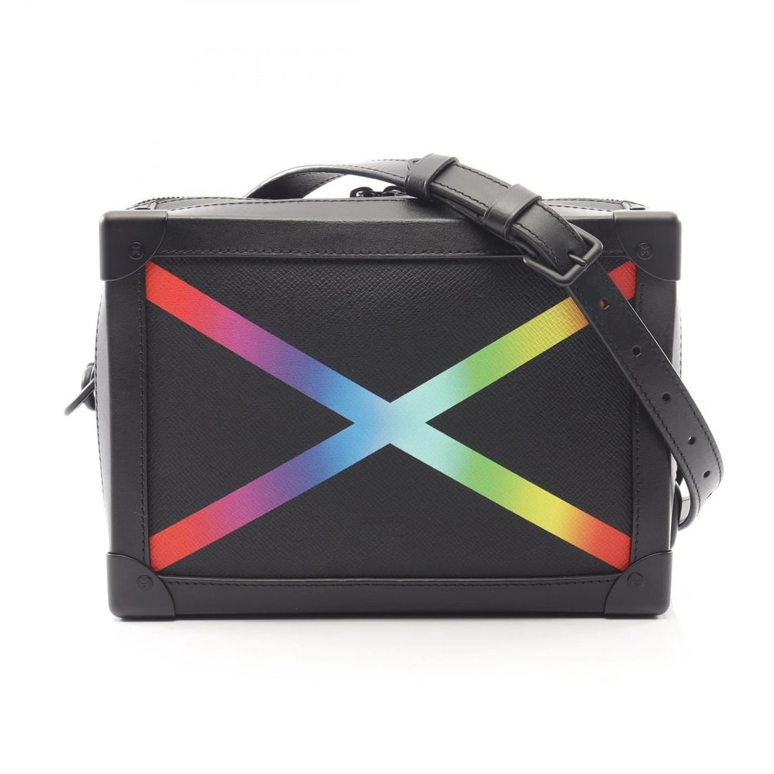 LOUIS VUITTON SOFT TRUNK SHOULDER CROSSBODY BAG: LOUIS VUITTON Soft Trunk Shoulder crossbody Bag Brand: LOUIS VUITTON Type: Shoulder Bag Material: Taiga × leather Color: Black / Black??ish colors × Multicolor??ish colors Size: H:17cm x W:24cm x D:
