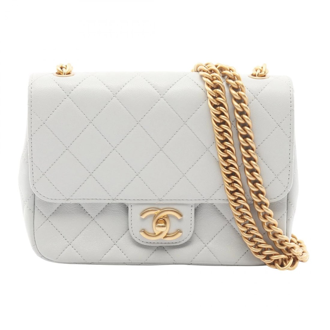 CHANEL MATELASSE CHAIN SHOULDER BAG: CHANEL Matelasse Chain Shoulder Bag Brand: CHANEL Type: Shoulder Bag Material: leather Color: Gray??ish colors Size: H:16cm x W:21cm x D:5cm (H:6.3" x W:8.3" x D:2.0") Accessories: None Ac