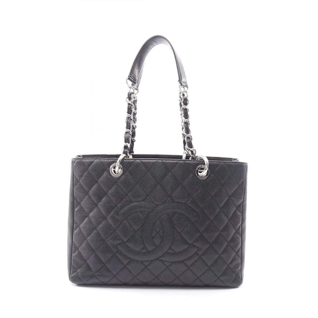 CHANEL MATELASSE GRAND SHOPPING CHAIN TOTE BAG: CHANEL Matelasse Grand Shopping Chain Tote Bag Brand: CHANEL Type: Tote Bag Material: Calfskin (cowhide) Color: Black??ish colors Size: H:24.5cm x W:34cm x D:13cm (H:9.6" x W:13.4" x D:5.1") Acces