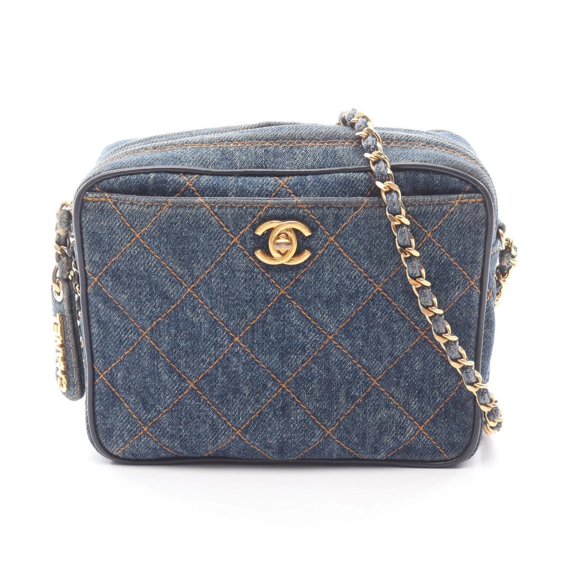 CHANEL MATELASSE MINI CHAIN SHOULDER CROSSBODY BAG: CHANEL Matelasse Mini Chain Shoulder Crossbody Bag Brand: CHANEL Type: Shoulder Bag Material: denim Color: Navy??ish colors Size: H:12cm x W:16cm x D:5cm (H:4.7" x W:6.3" x D:2.0") Accessories: None