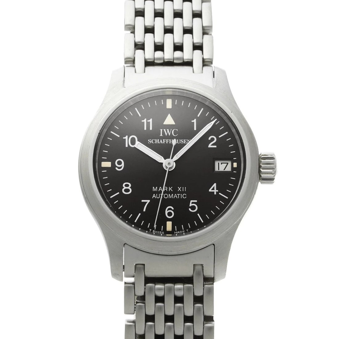 IWC MARK XII BLACK WATCH: IWC Mark XII Black WATCH Brand: IWC Type: Wristwatch Material: Band Material Stainless steel, Case Material Stainless steel Color: Dial Color Black Size: ??Case? H/about 35.5mm W/about 35.5mm D/about 