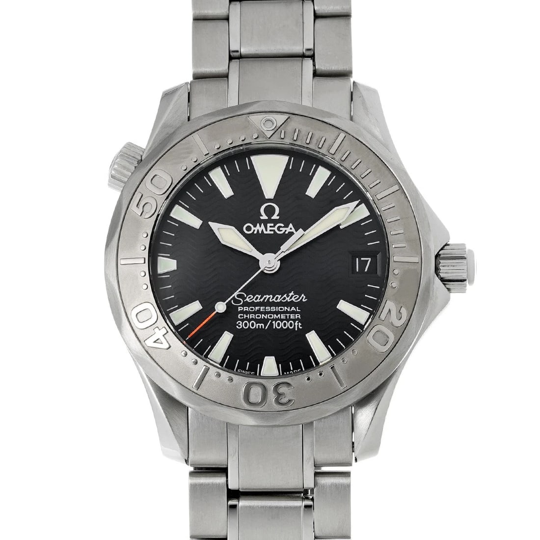 OMEGA SEAMASTER MIDSIZE BLACK WATCH: OMEGA Seamaster Midsize Black WATCH Brand: OMEGA Type: Wristwatch Material: Band Material Stainless steel, Case Material Stainless steel Color: Dial Color Black Size: ??Case? H/about 34.8mm W/about 34