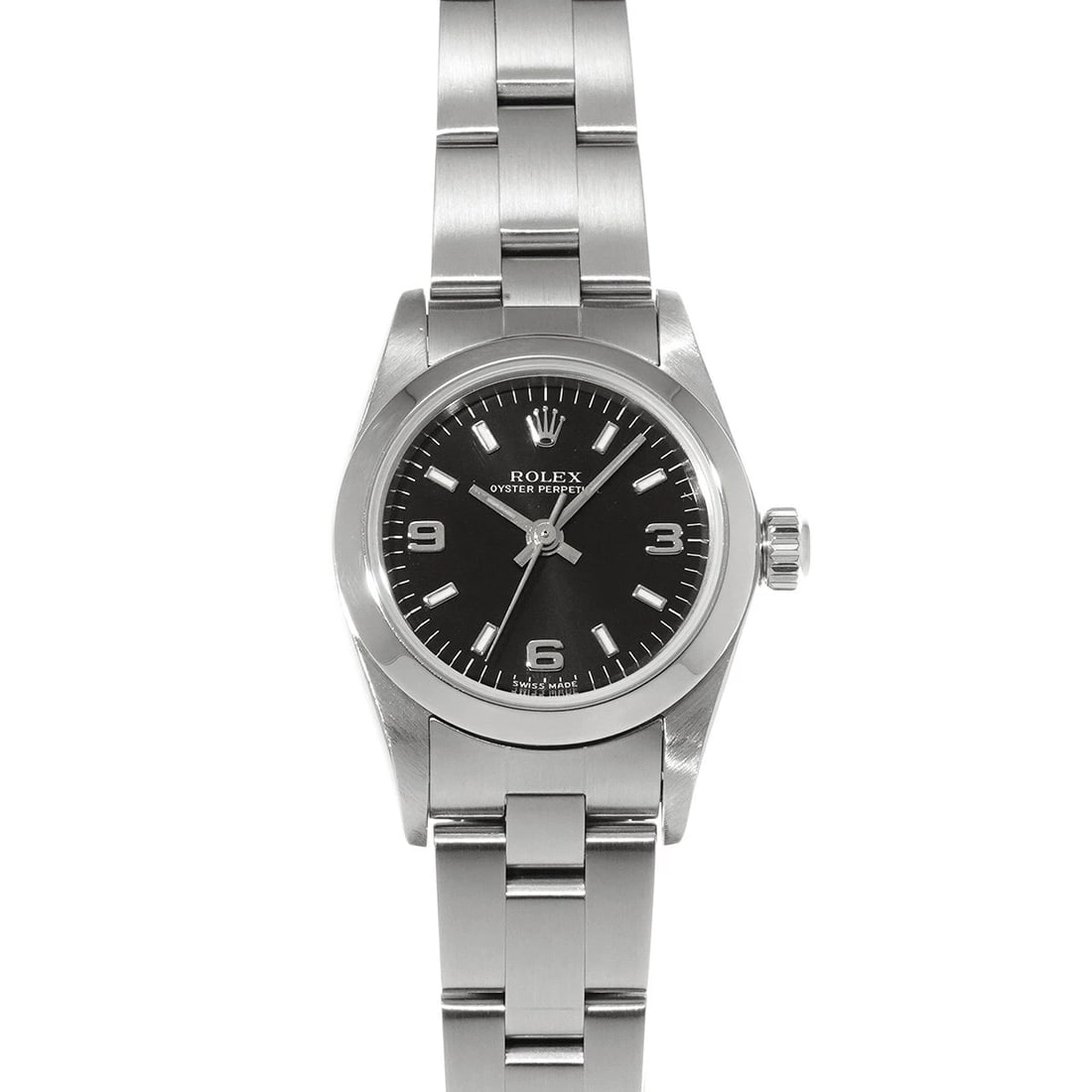 ROLEX OYSTER PERPETUAL BLACK WATCH: ROLEX Oyster Perpetual Black WATCH Brand: ROLEX Type: Wristwatch Material: Band Material Stainless steel, Case Material Stainless steel Color: Dial Color Black Size: ??Case? H/about 24mm W/about 24mm 