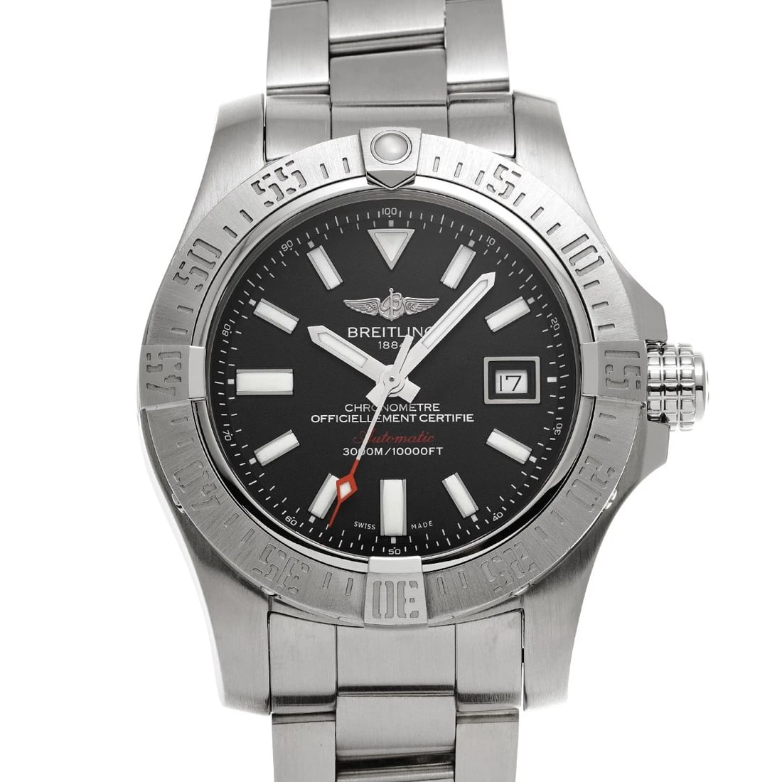 BREITLING AVENGER II SEAWOLF BLACK WATCH: BREITLING Avenger II Seawolf Black WATCH Brand: BREITLING Type: Wristwatch Material: Band Material Stainless steel, Case Material Stainless steel Color: Dial Color Black Size: ??Case? H/about 45mm W/a