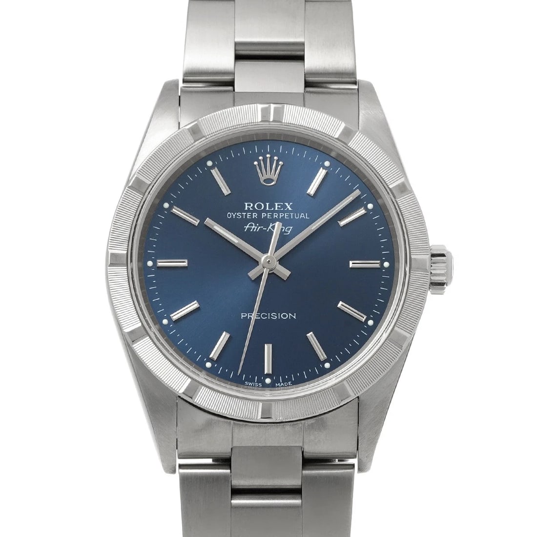 ROLEX AIR-KING BLUE WATCH: ROLEX Air-King Blue WATCH Brand: ROLEX Type: Wristwatch Material: Band Material Stainless steel, Case Material Stainless steel Color: Dial Color Blue Size: ??Case? H/about 34mm W/about 34mm D/about 12