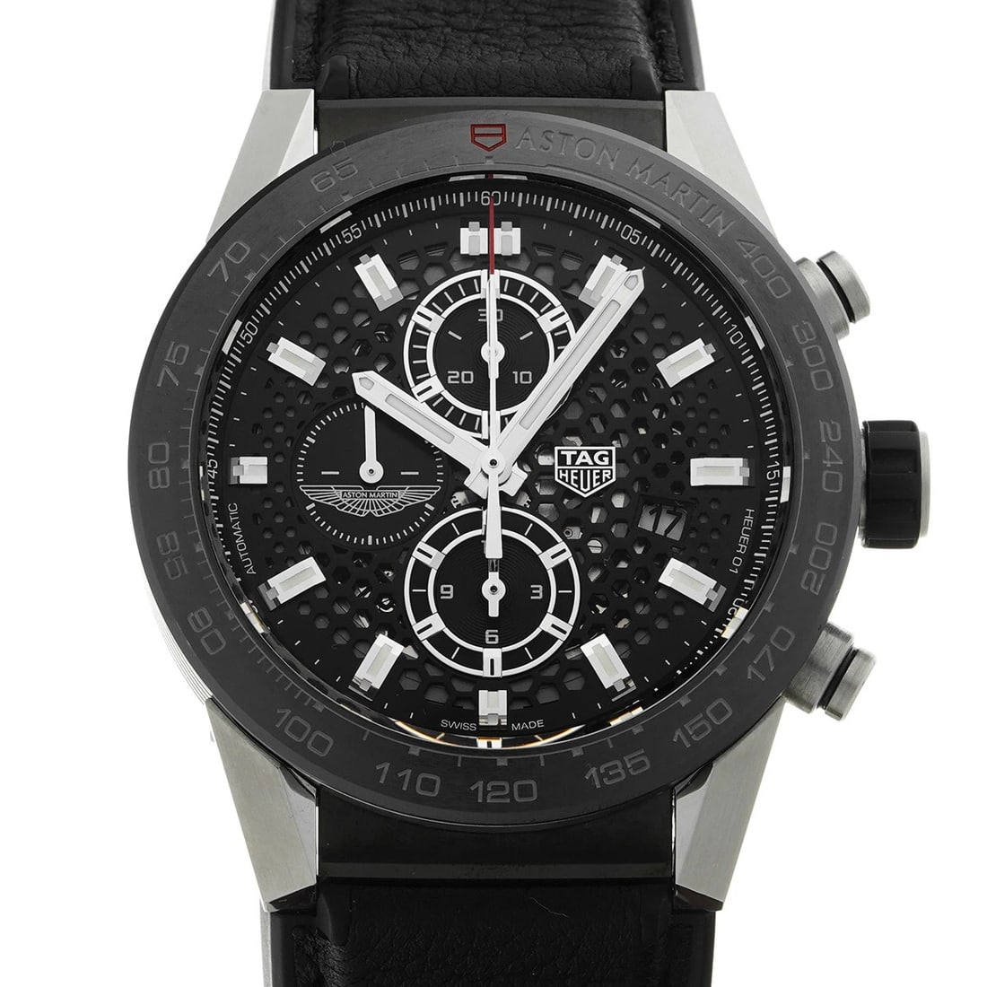 TAG HEUER CARRERA CALIBER HEUER CHRONOGRAPH ASTON MARTIN BLACK WATCH: TAG HEUER Carrera Caliber Heuer Chronograph Aston Martin Black WATCH Brand: TAG HEUER Type: Wristwatch Material: Band Material leather/rubber, Case Material Stainless steel Color: Dial Color Black Siz
