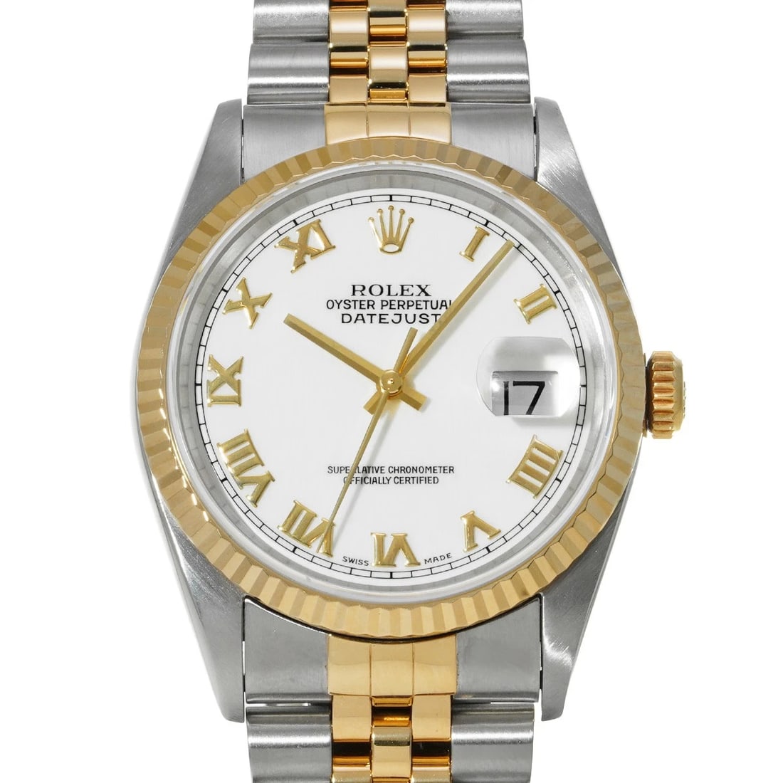 ROLEX DATEJUST WHITE WATCH: ROLEX Datejust White WATCH Brand: ROLEX Type: Wristwatch Material: Band Material Stainless steel/Yellow Gold, Case Material Stainless steel Color: Dial Color White Size: ??Case? H/about 36mm W/about 3