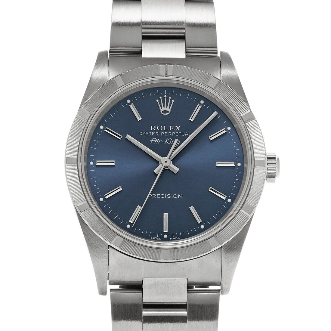 ROLEX AIR-KING BLUE WATCH: ROLEX Air-King Blue WATCH Brand: ROLEX Type: Wristwatch Material: Band Material Stainless steel, Case Material Stainless steel Color: Dial Color Blue Size: ??Case? H/about 34mm W/about 34mm D/about 12