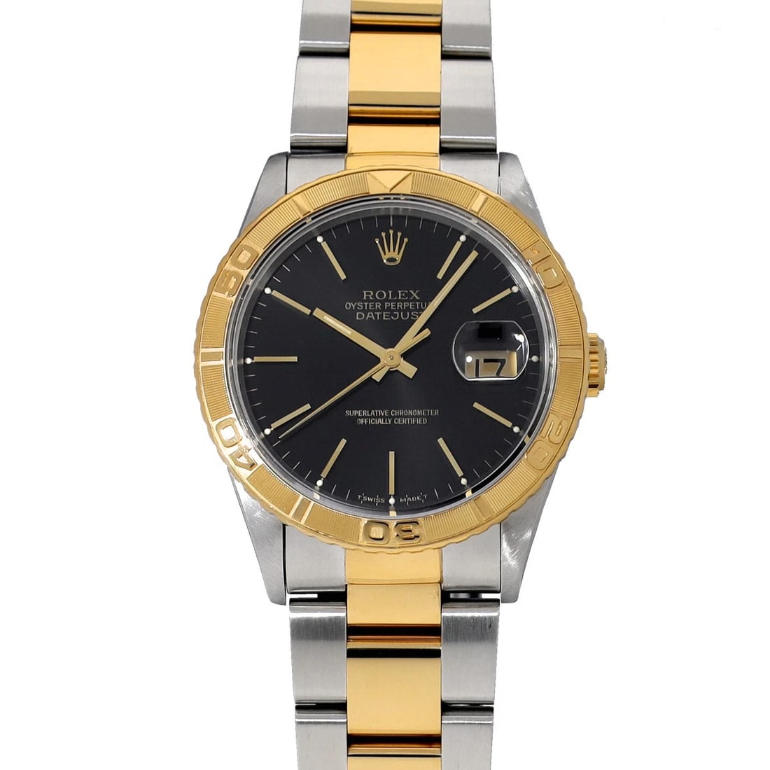 ROLEX DATEJUST THUNDERBIRD BLACK WATCH: ROLEX Datejust Thunderbird Black WATCH Brand: ROLEX Type: Wristwatch Material: Band Material Stainless steel/Yellow Gold, Case Material Stainless steel Color: Dial Color Blue Size: ??Case? H/about 36m