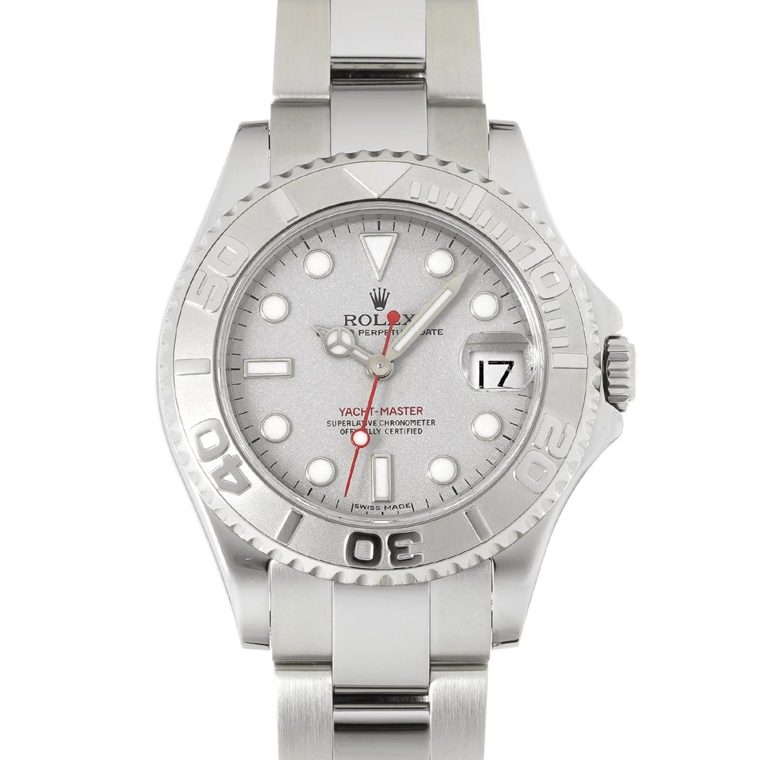 ROLEX YACHT-MASTER ROLESIUM GRAY WATCH: ROLEX Yacht-Master Rolesium Gray WATCH Brand: ROLEX Type: Wristwatch Material: Band Material Stainless steel, Case Material Stainless steel Color: Dial Color Gray Size: ??Case? H/about 34mm W/about 34