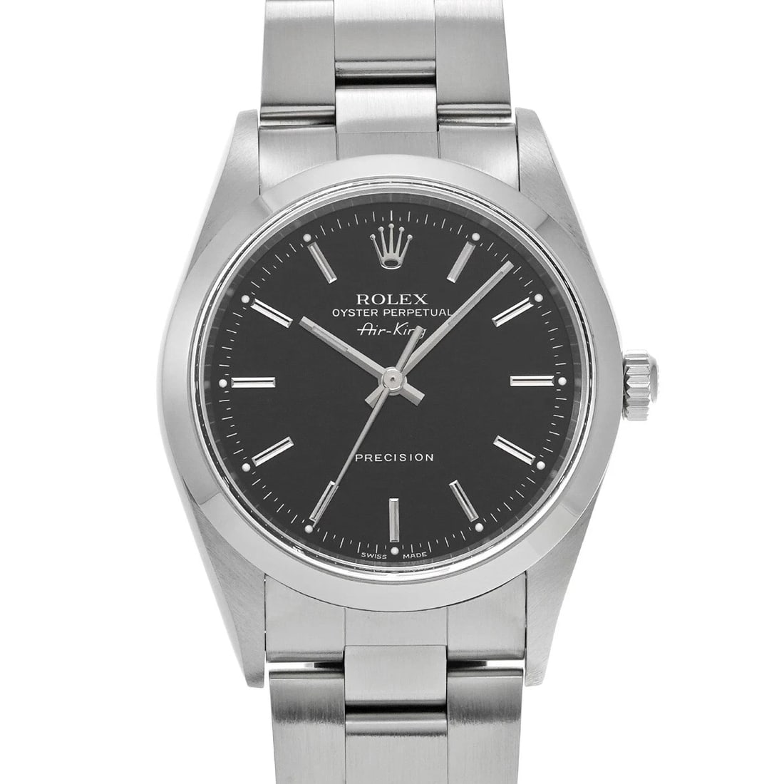 ROLEX AIR-KING BLACK WATCH: ROLEX Air-King Black WATCH Brand: ROLEX Type: Wristwatch Material: Band Material Stainless steel, Case Material Stainless steel Color: Dial Color black Size: ??Case? H/about 34mm W/about 34mm D/about 