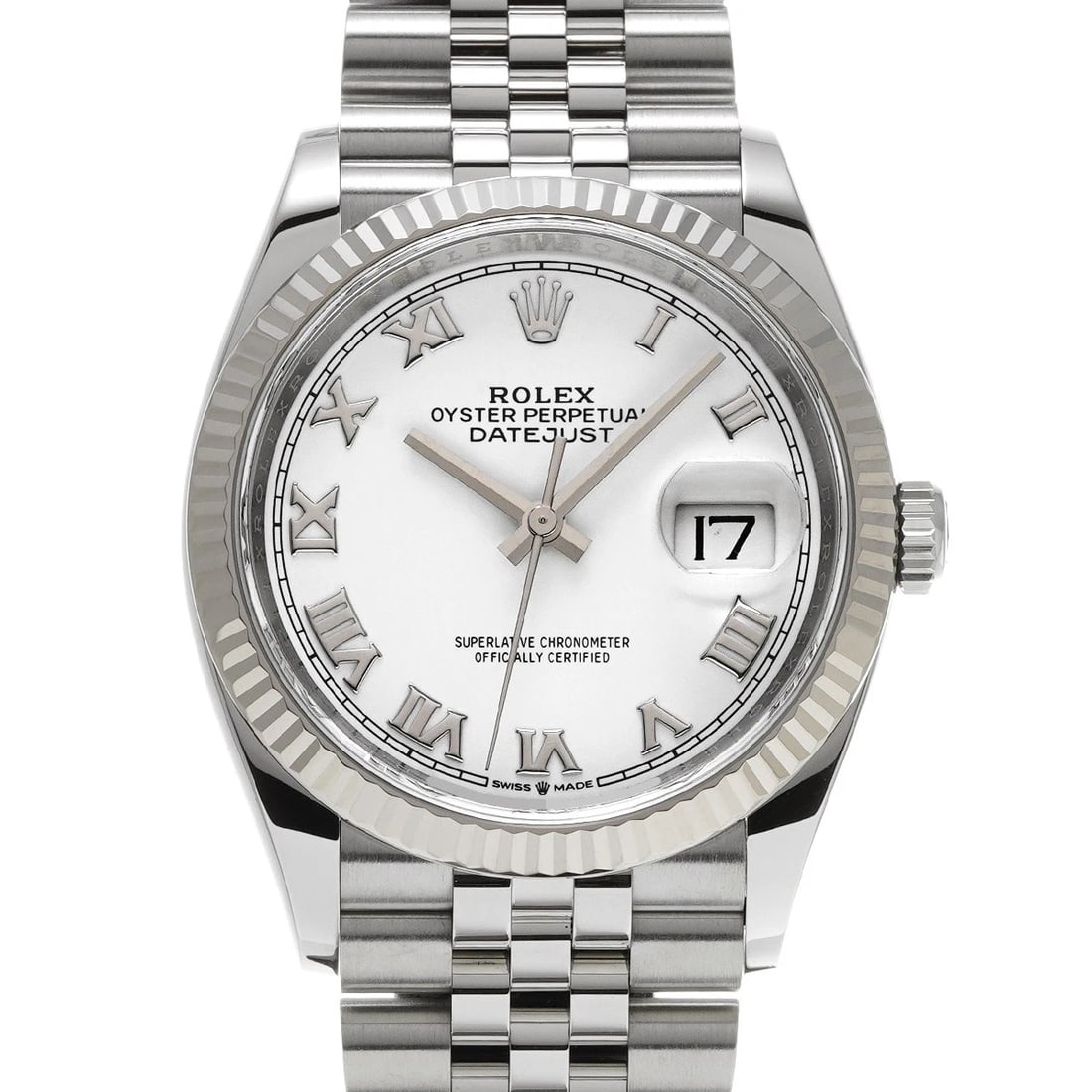 ROLEX DATEJUST WHITE WATCH: ROLEX Datejust White WATCH Brand: ROLEX Type: Wristwatch Material: Band Material Stainless steel, Case Material Stainless steel Color: Dial Color White Size: ??Case? H/about 36mm W/about 36mm D/about 