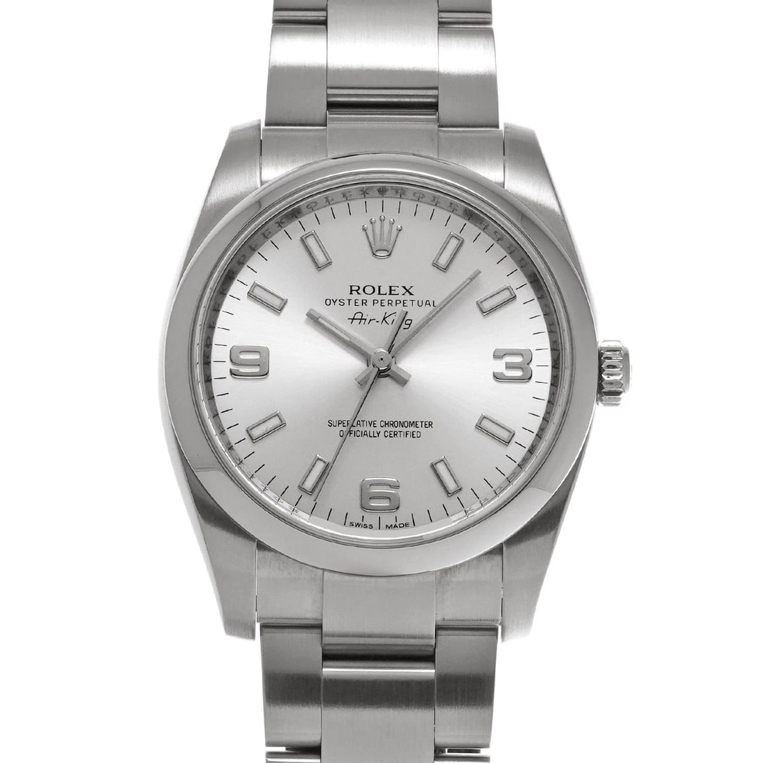 ROLEX AIR-KING SILVER WATCH: ROLEX Air-King Silver WATCH Brand: ROLEX Type: Wristwatch Material: Band Material Stainless steel, Case Material Stainless steel Color: Dial Color Silver Size: ??Case? H/about 34mm W/about 34mm D/abou